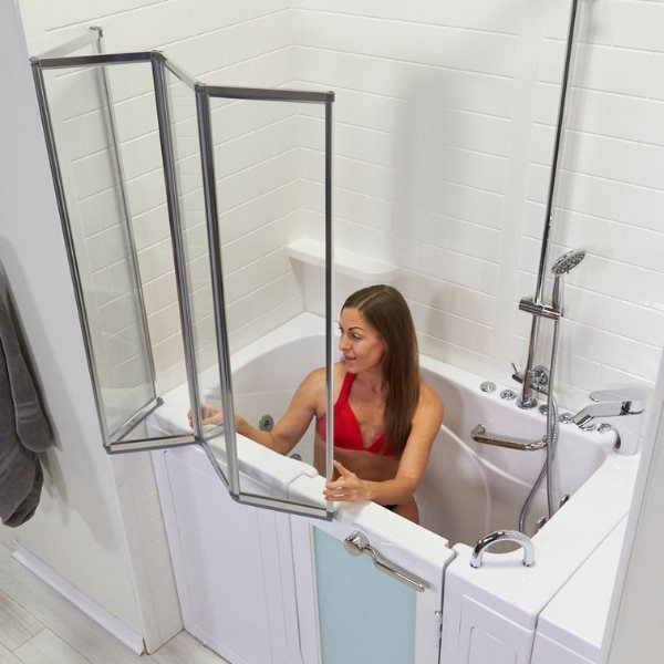 4 Fold Glass Shower Screen Accessory for Walk In Bathtub